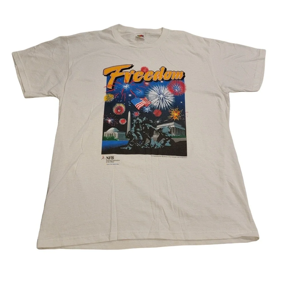 Freedom‎ Patriotic Men's T-Shirt Tee Washington DC Fireworks large